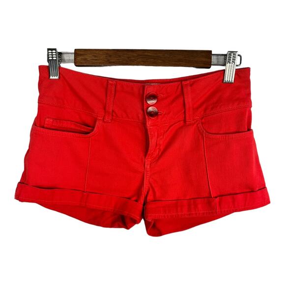 Bella Dahl Womens size 25 High Waist Cuffed Shorts Red - Picture 1 of 8
